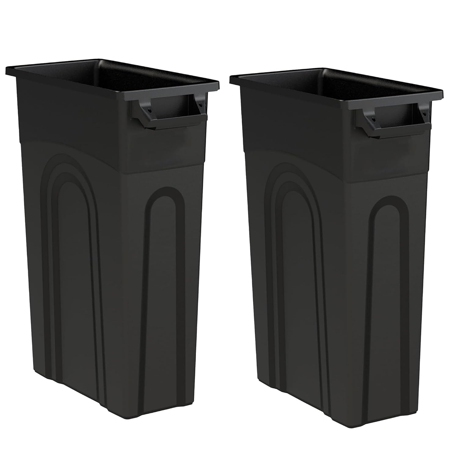 23 Gallon 2-Pack Space-Saving Slim Trash Can with Easy Bag Removal & Integrated Handles for in/Outdoor Use,Black