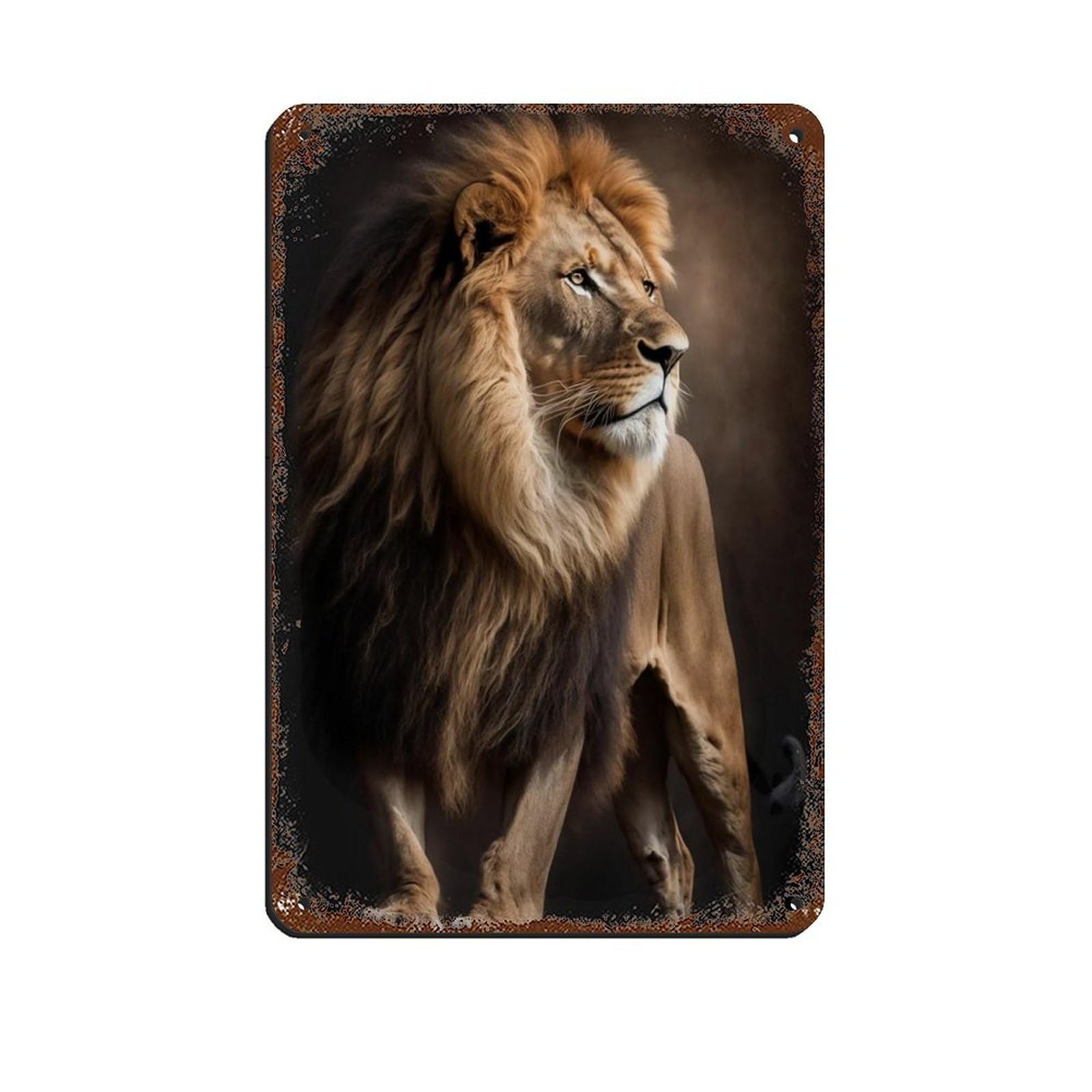 Lxwnze Men's 20L X 30W Cm Majestic Sovereignty-Majestic Lion Retro Poster Metal Tin Sign Chic Art Retro Iron Painting Bar People Cave Cafe Family Garage Poster Wall Decoration 8X12inch(20X30cm)