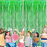 🌟 Cortinas con flecos de papel de aluminio de color verde: esta cortina de oropel con hermoso brillo puede hacer que toda tu fiesta sea brillante y cálida para tu fiesta. La decoración de fiesta le da a tus invitados un aspecto completamente fresco. 2 paquetes/juego, cortina de flecos de aluminio de 1 m x 2 m.