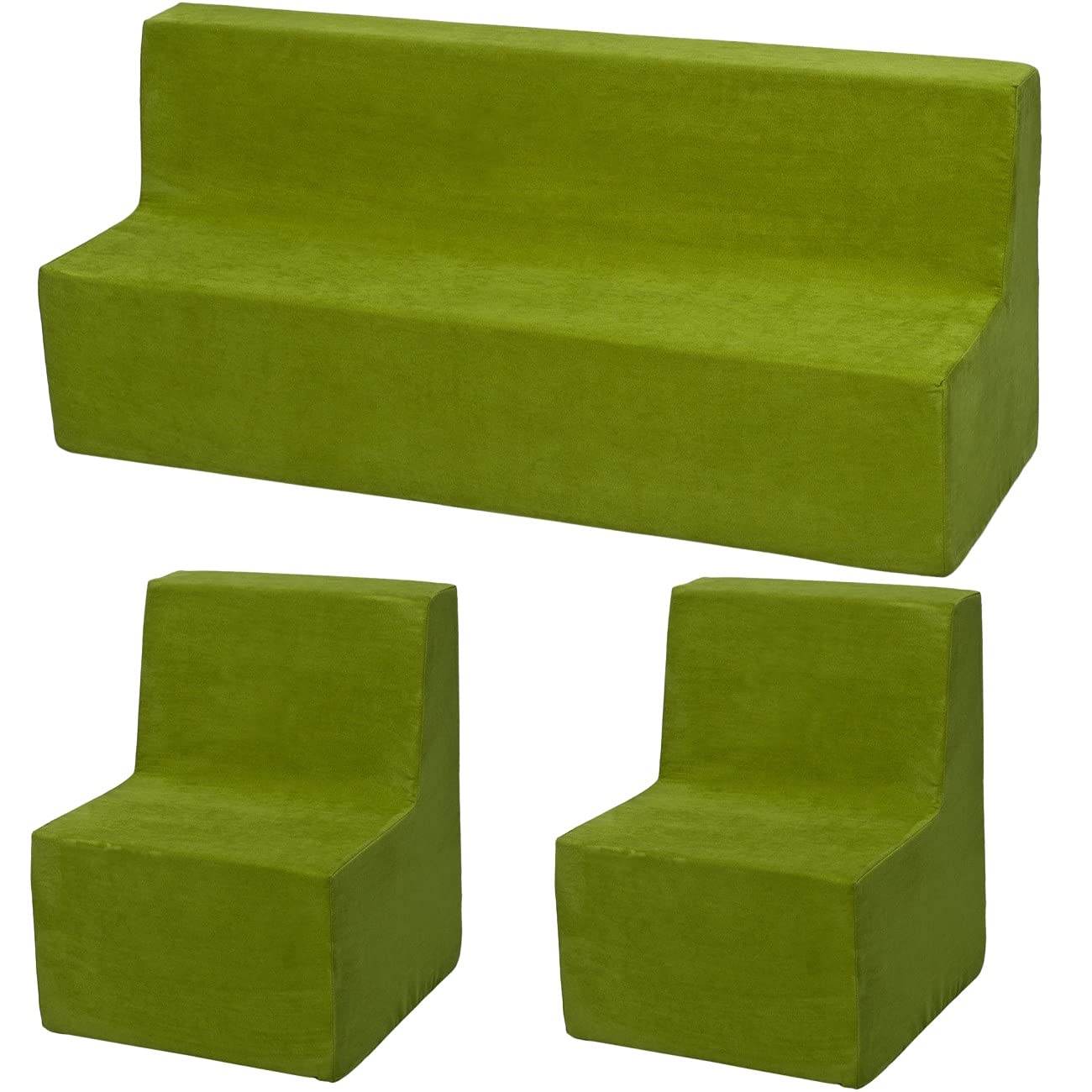 Velinda Ensemble de Meubles Chambre Enfant: 2xfauteuil+canapé, Jeu Confort Repos (Couleur: Vert)