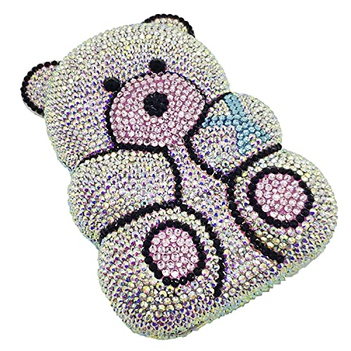 Image of Boutique De FGG Bear Evening Bags and clutches for Women Formal Crystal Clutch Purse Party Animal Rhinestone Handbags,Mini