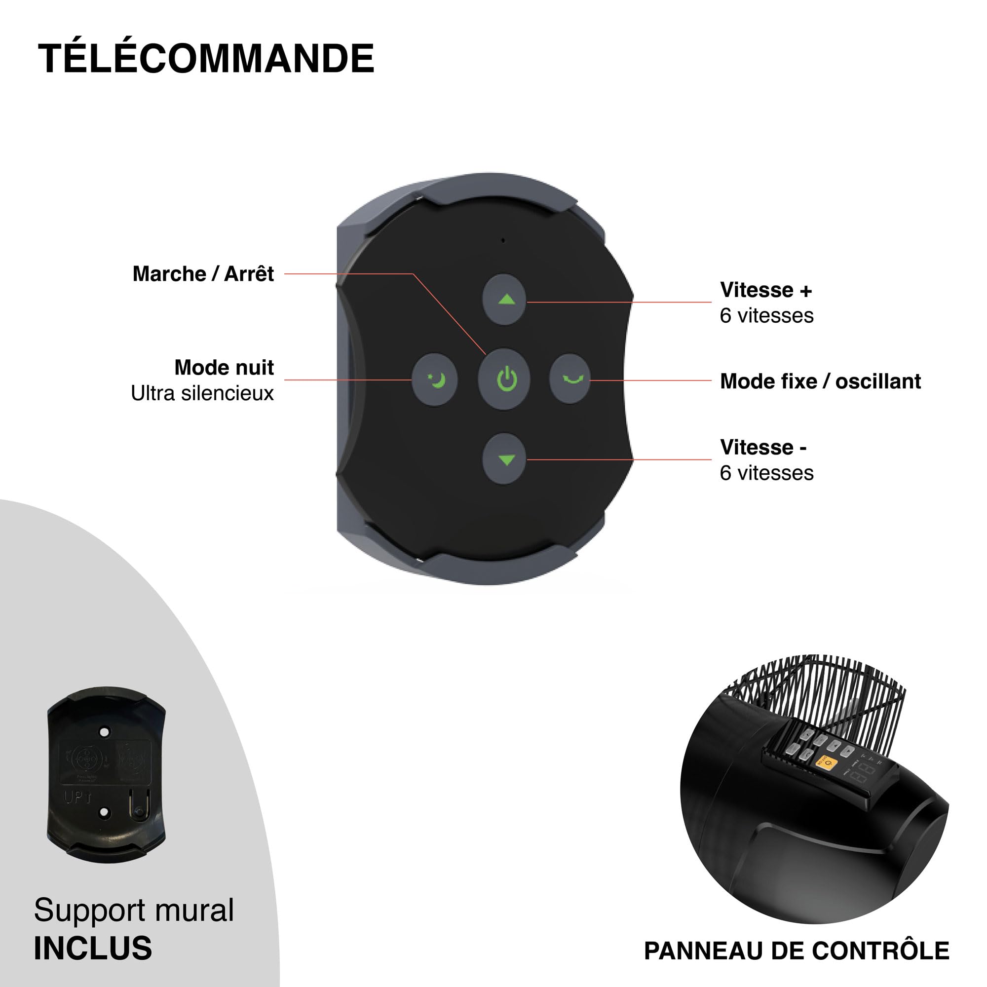 Fanelite Ventilateur mural professionnel FW65-DC – 65 cm – Moteur DC silencieux – Débit d’air 250 m³/min – 6 vitesses – Télécommande – Puissant – Usage pro/commercial