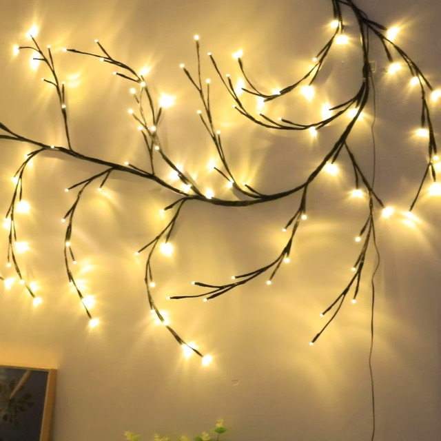 Luci LED A Rami Di Salice 4,3 M Con 144 LED – Vite Illuminata Flessibile Per Natale, Camera Da Letto, Matrimoni, Decorazione Parete – Luce Bianca Calda - 4