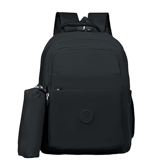 Mochila Escolar Feminina com Estojo, Bolsa Casual Reforçada em Nylon, Alças Ajustáveis, Compartimentos Múltiplos, Ideal para Passeio e Uso Diário