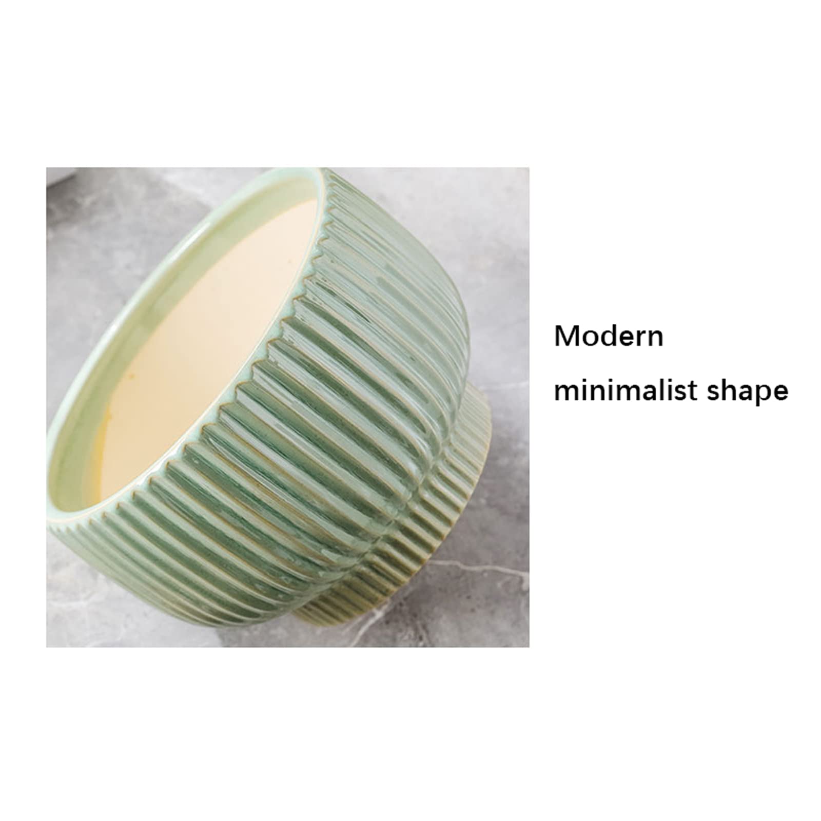 Vasi da Giardino Vasi per fioriere in Ceramica a Strisce per Piante, 9,6" x 9,6" x 6,3" Fioriere succulente con Fori di drenaggio Vaso per Piante da vivaio