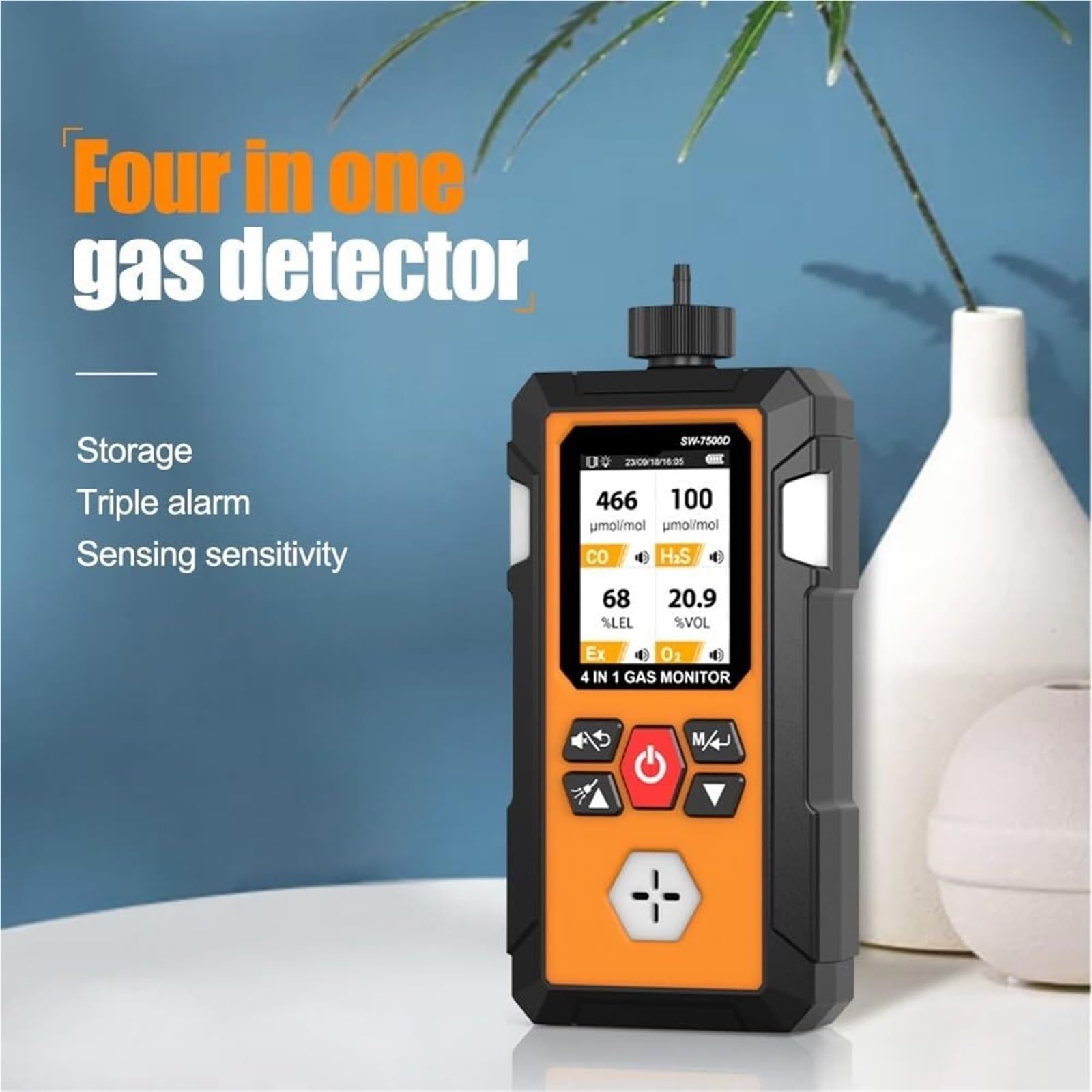 Monitor de co2, Detector De Gas 4 En 1 Oxígeno O2 Monóxido Carbono CO H2S Fuga del Analizador Combustibles A Prueba Explosiones para el hogar