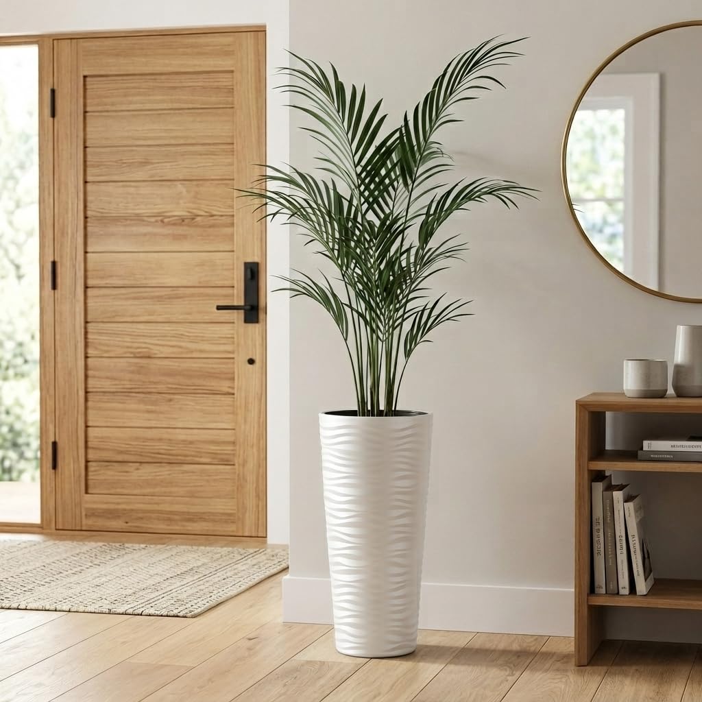 Langer Blumentopf L Vase weiß 80 cm Pflanzgefäß für drinnen und draußen