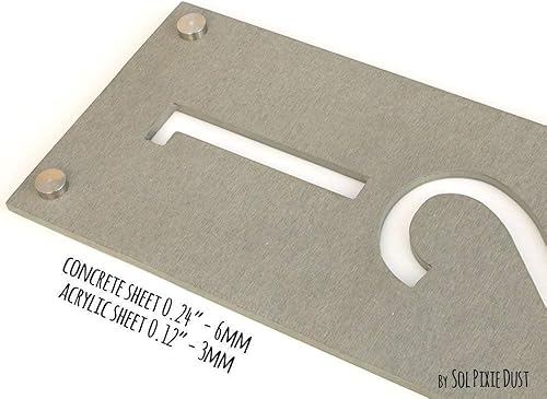 Miniatura 2 de Números de casa modernos, concreto con acrílico blanco, vertical, dirección contemporánea, placa de señal, número de puerta