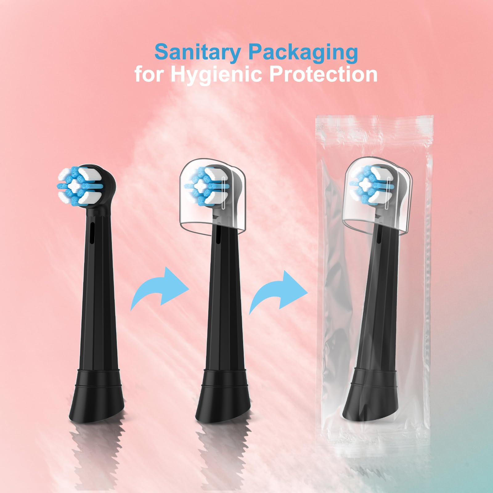 Nueva versión actualizada, cabezales de repuesto para cepillo de dientes eléctrico Braun Oral-B iO 3/4/5/6/7/8/9/10 Series (negro, 4 piezas)