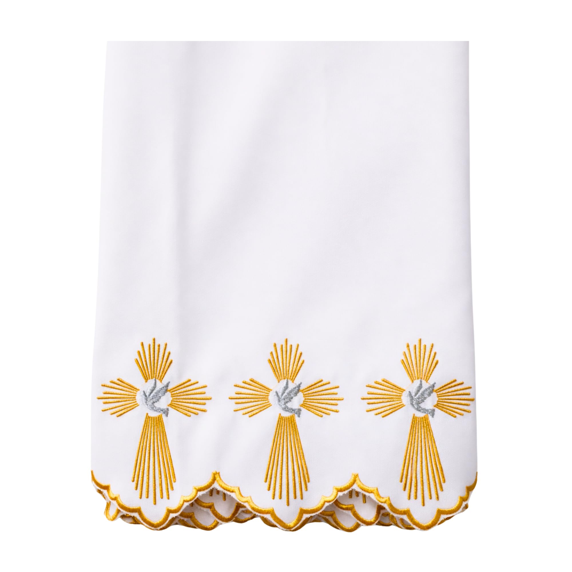 Needle Point 1.5 Meter Church Altar Table Cloth with Dove and Radiant Cross Embroidery Gold Christian Altar Decoration Cloth with Scalloped Border Religious Fabric-image-40