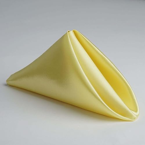 Miniatura 3 de Efavormart - Paquete de 25 servilletas de tela de satén sin costuras amarillas, resistentes a las arrugas, 20 x 20 pulgadas