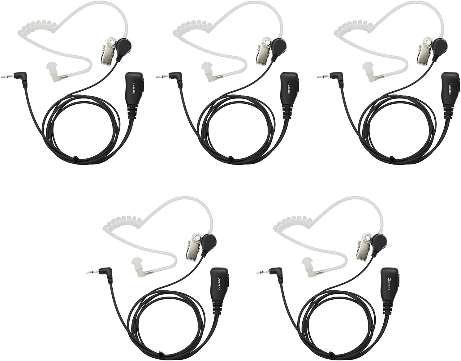 Zkarabc Walkie Talkies Earpiece with Mic 1 Pin Acoustic Tube Headset Compatible with Motorola Radios Talkabout T402 T600 MH230R MH230TPR MR350R MS350R MT350R (5 Pack)