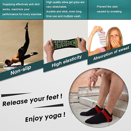 Miniatura 8 de Muezna Calcetines de yoga antideslizantes para hombre, para pilates, barras, Bikram Fitness Hospital con puños