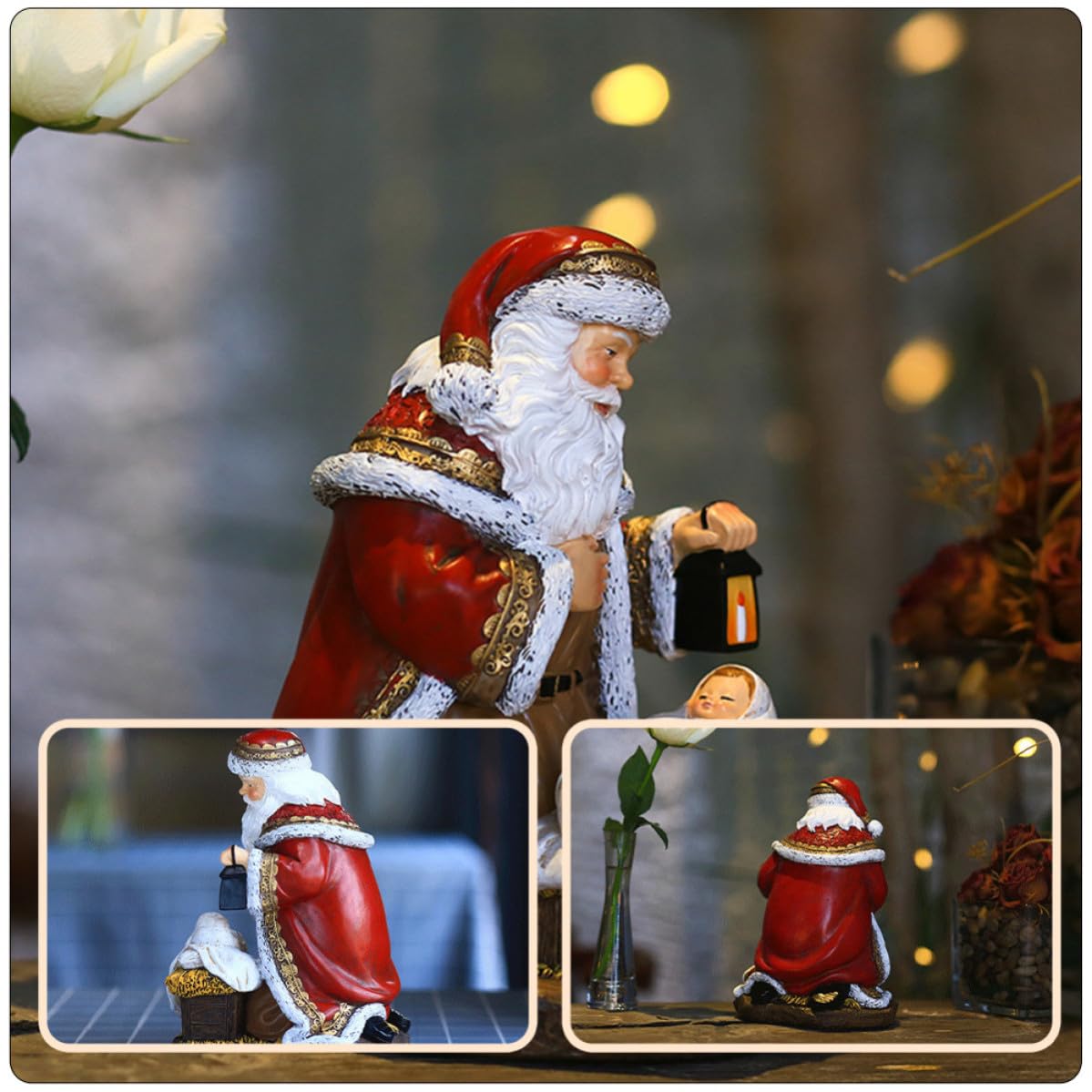 Resina Adorno Navideño de Papá Noel para Escritorio y Escaparate