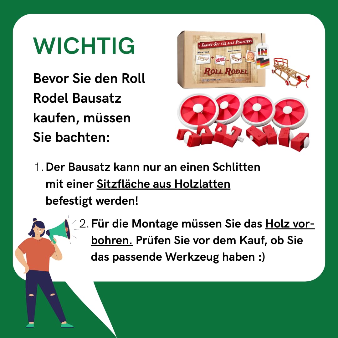 Bausatz Räder-Umstecksystem für Holzschlitten Piste & Straße
