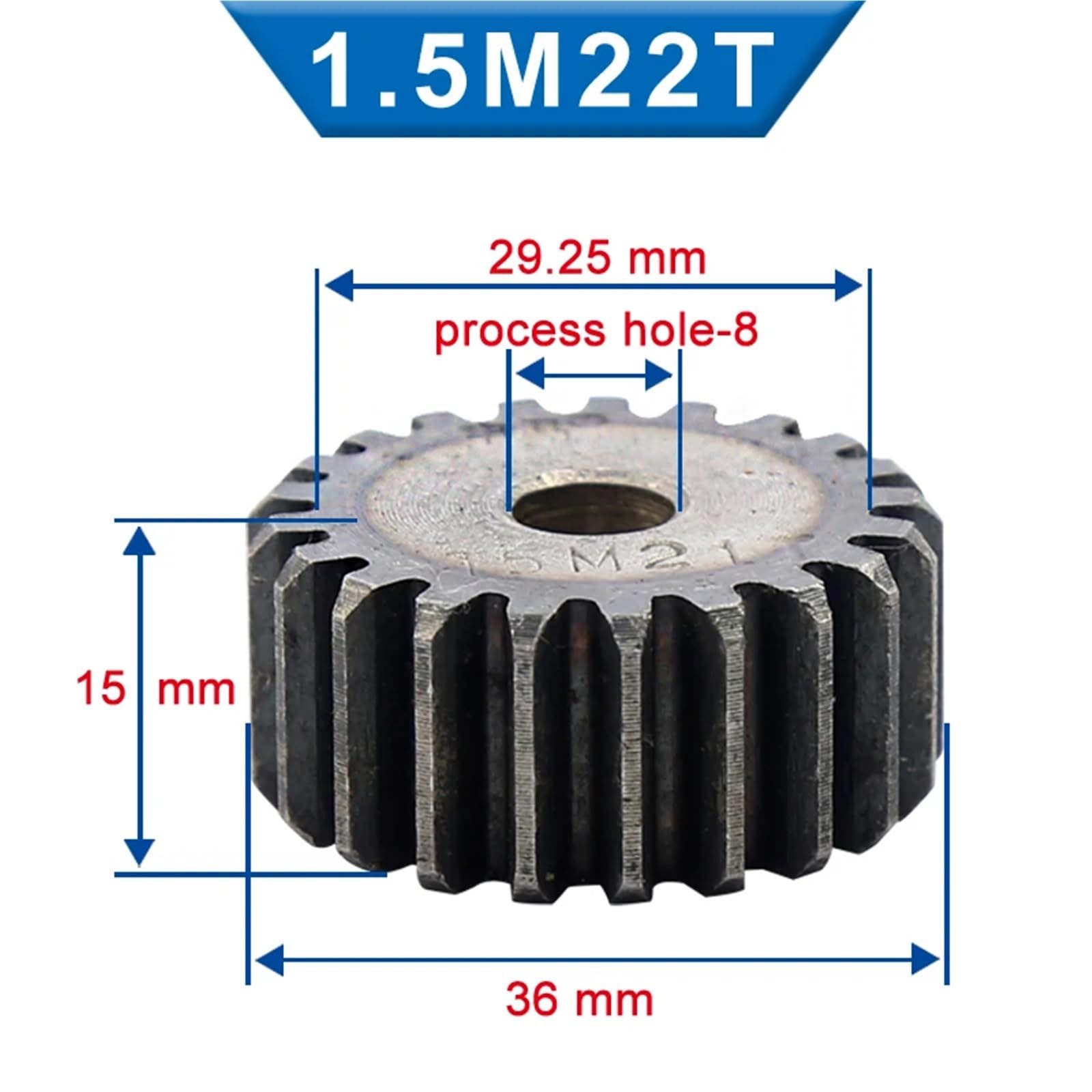 1 ruota elicoidale da 1,5 m, 20/21/22/23 denti, 8 mm, ingranaggio a basso carbonio, acciaio piatto, altezza totale 15 mm (23 Teeth)
