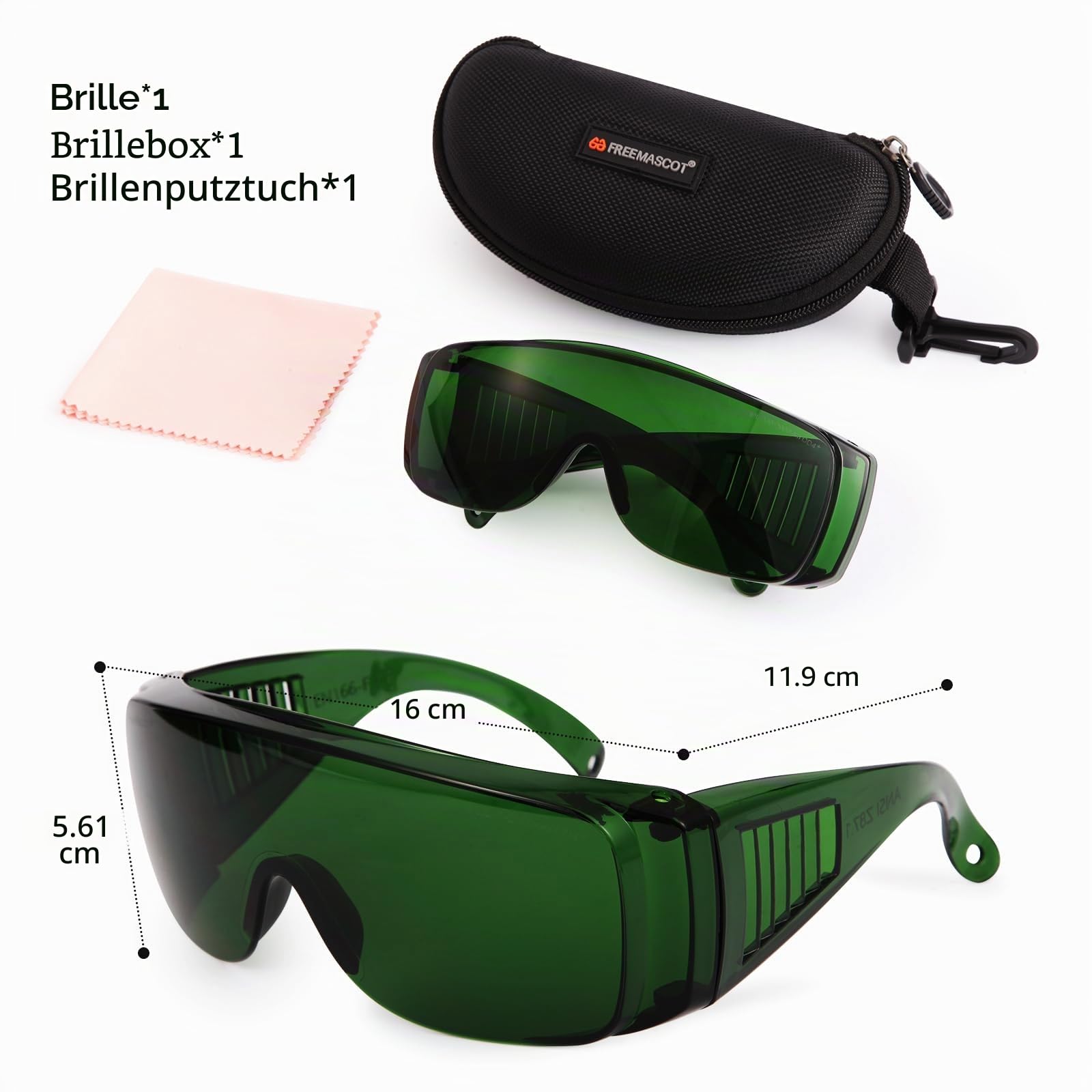 FREEMASCOT 200-2000nm IPL Brille für Laser-Haarentfernung, Bräunung und Rotlichttherapie Augenschutz (Grün)