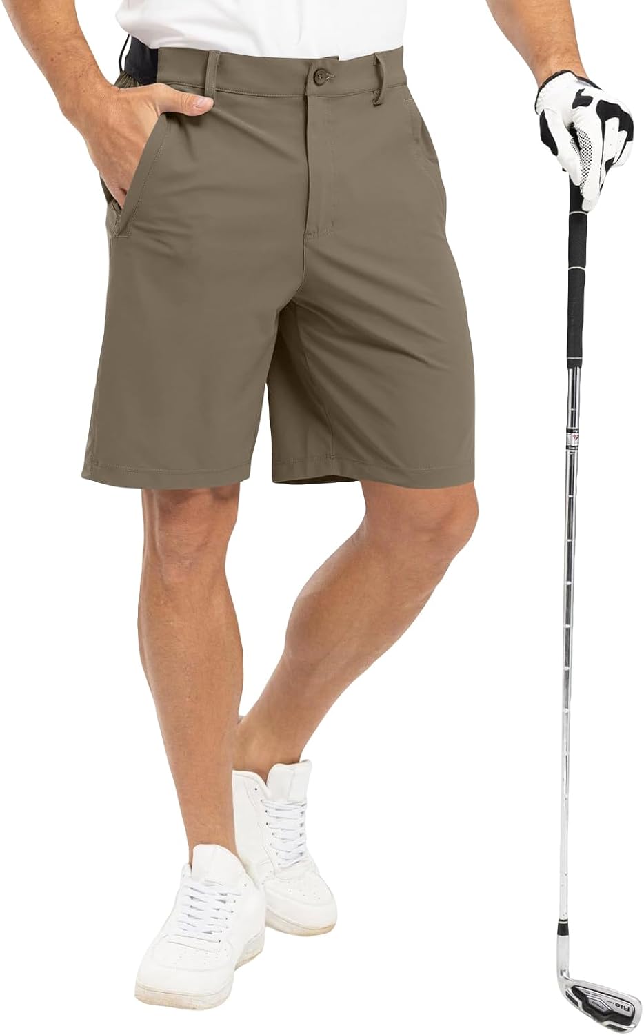 Golf Shorts Men Button Elastic Waist Outdoor Hiking Shorts Classic Summer Regular Travel Workout Stretch Cargo Short