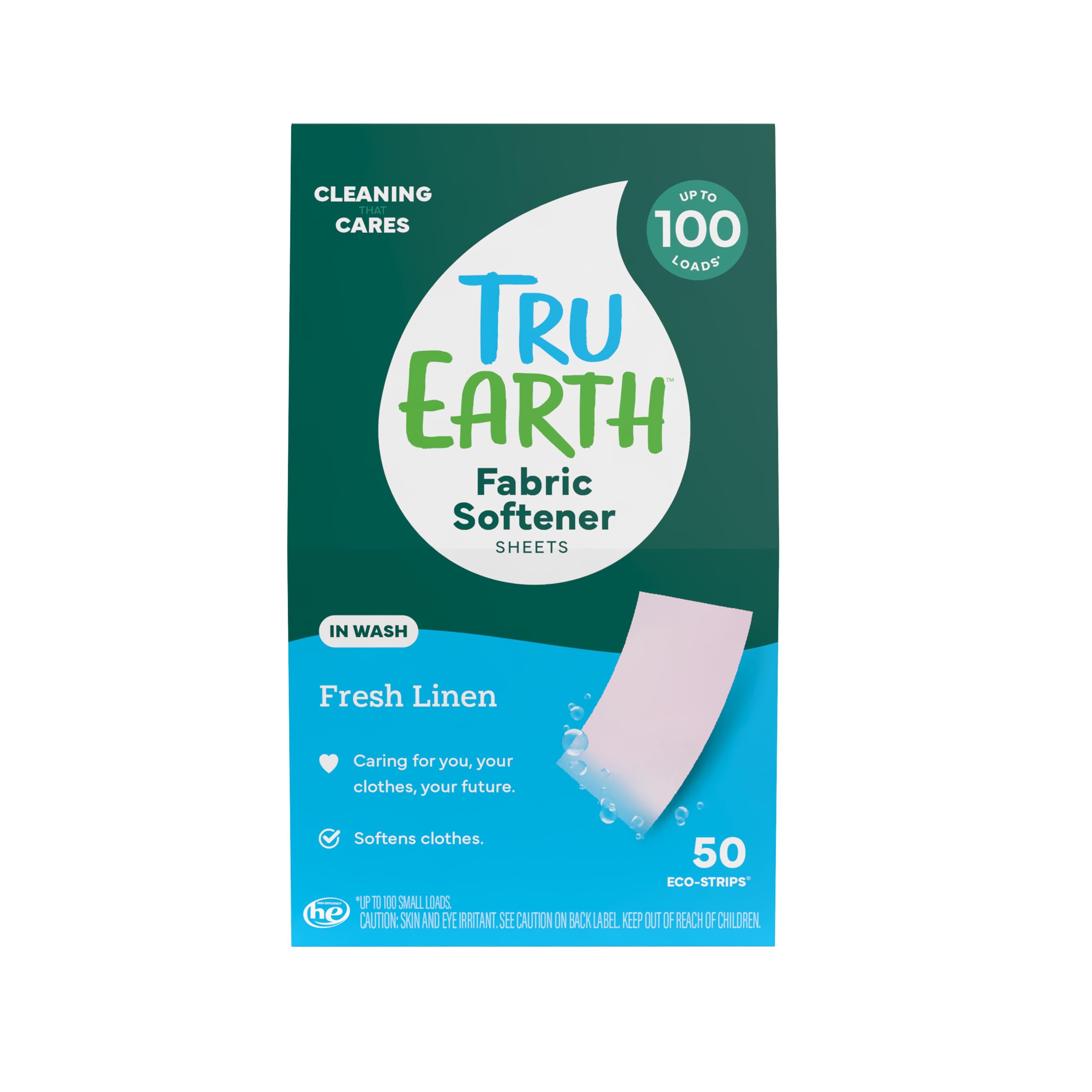 Tru Earth In Wash Fabric Softener Sheets, Unscented, 100 Loads