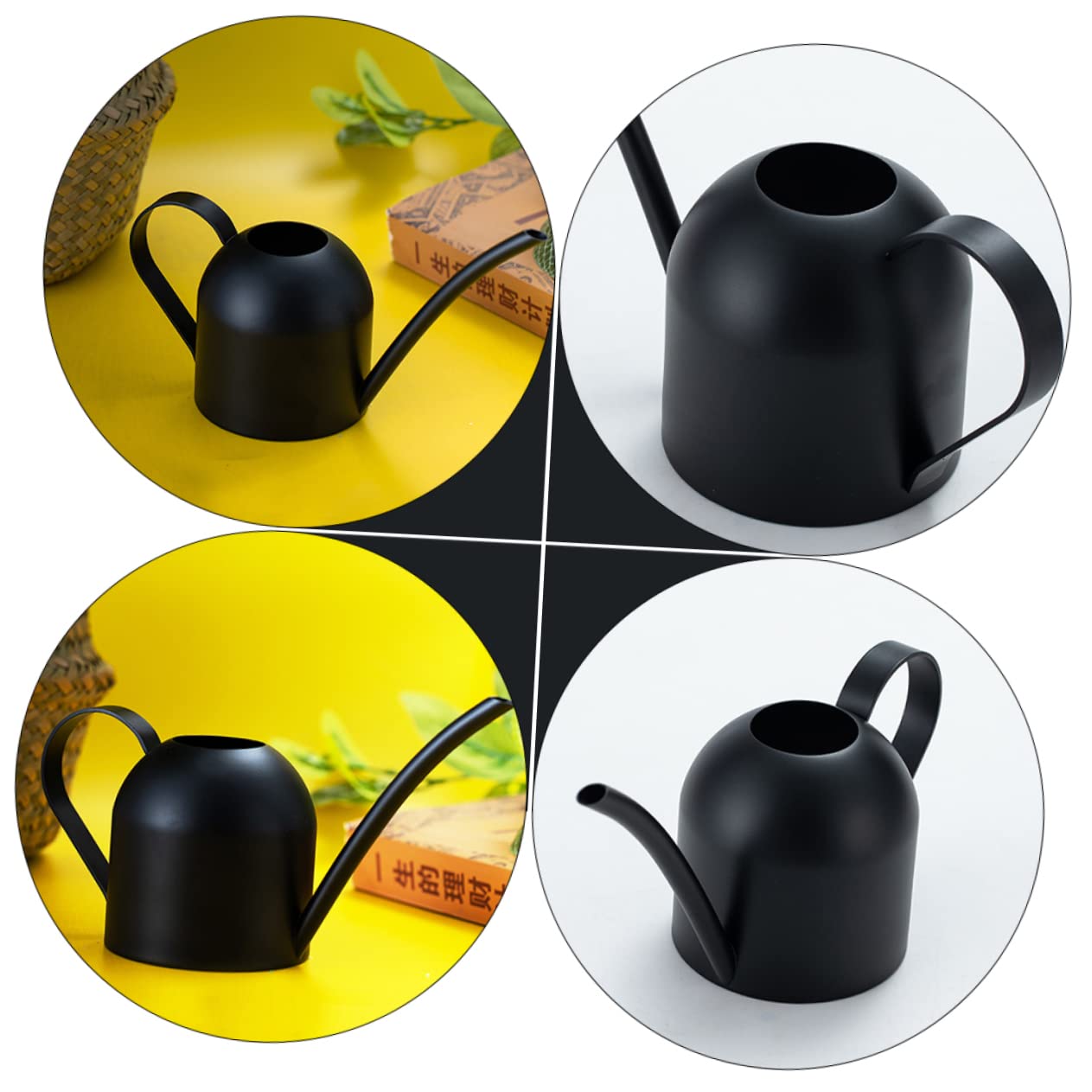 Annaffiatoio in Acciaio Inox da 500ml Beccuccio lungo Nero