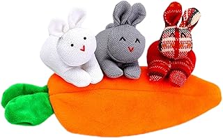 Mini coelho de brinquedo – Decorações de Páscoa de pelúcia 3 coelhos em bolsa de cenoura, mini coelhos macios com bolsa de cenoura fofa para crianças, meninos e meninas presentes Silian