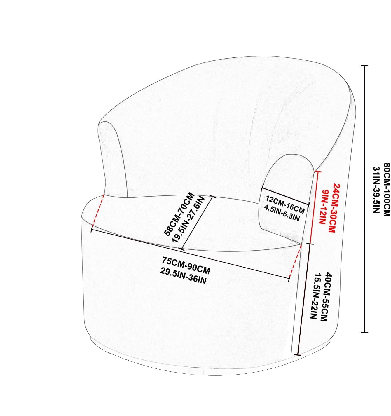 SFYZHMME Jacquard Swivel Barrel Chair Cover, Soft Polar Fleece Swivel Accent Chair Slipcover,Modern Barrel Chair Slipcover for Round Club Armchair (Navy)