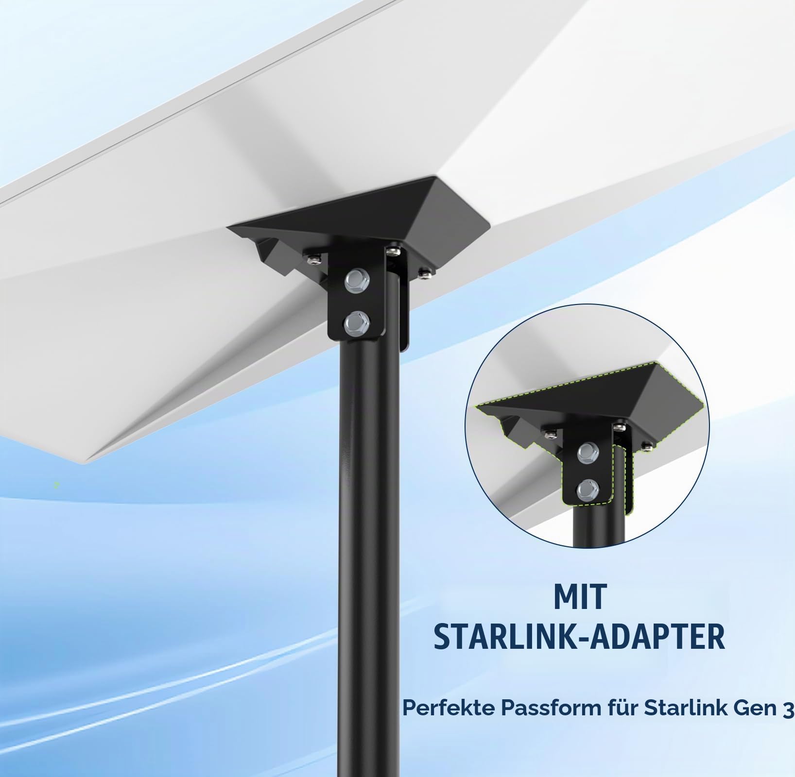 7.9FT Starlink Gen 3/Standard 4/4X Halterung, Starlink Halterung mit Gen 3 Rohradapter, Starlink Halterung Pole Mount Kit für Gen 3 Internet Kit Satellit