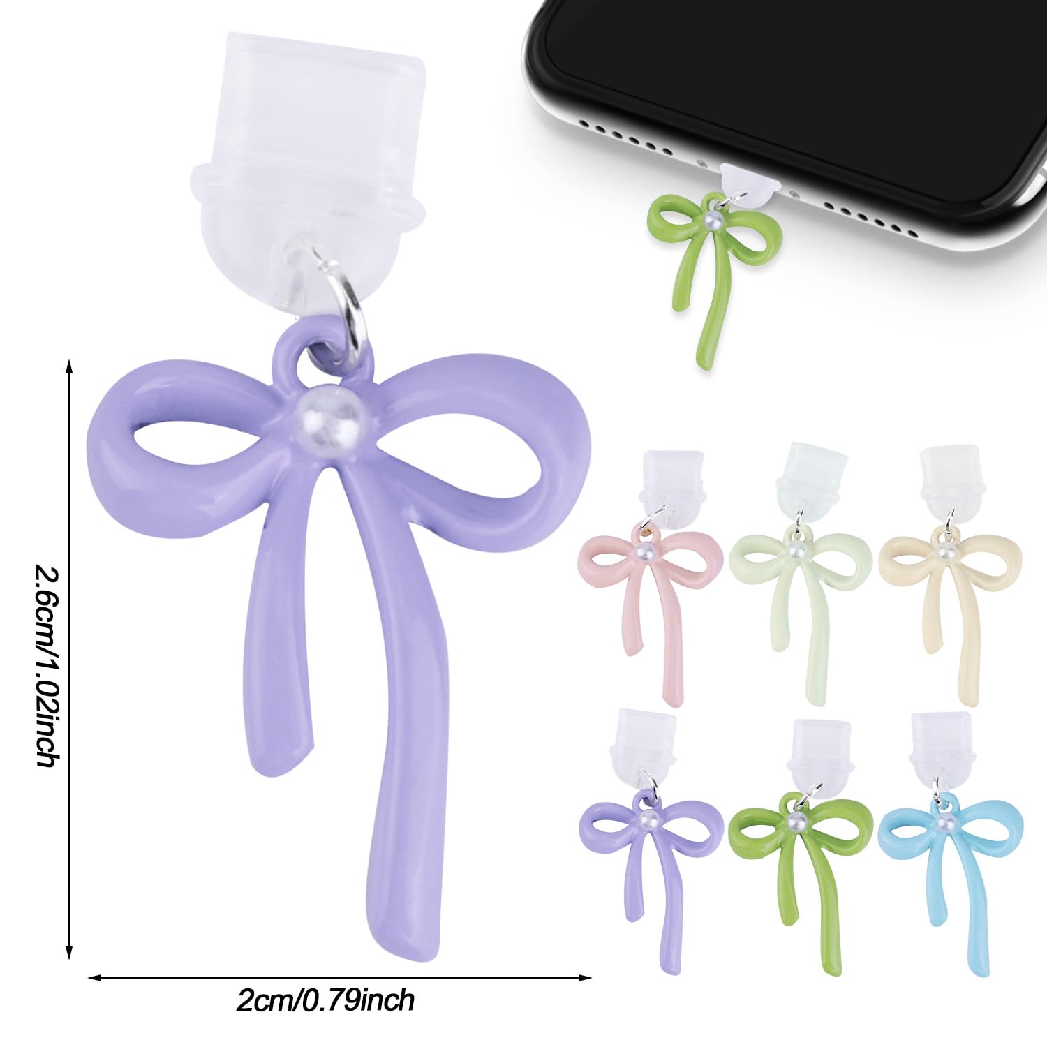 BOXOB 6 Sztuk Zatyczka Przeciwpyłowa USB C, Typ C Motylek Przeciwpyłowa Osłona Ochraniacz Portu Ładowania Zatyczka Przeciwpyłowa Kompatybilna z Kindle (2,6x2cm, 6 kolorów)