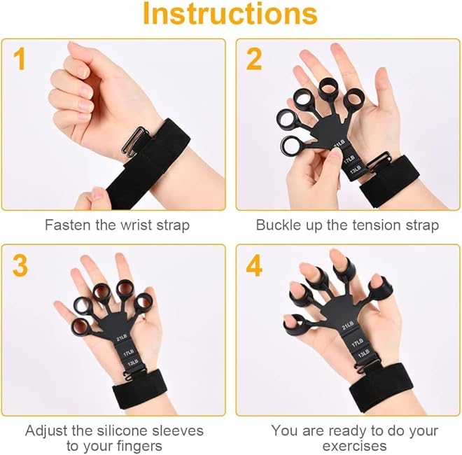 Finger Strengthener Extension Exerciser Stretcher, Strength Adjustment Finger Resistance Bands Used to Exercise Finger Strength - Black 1PCS