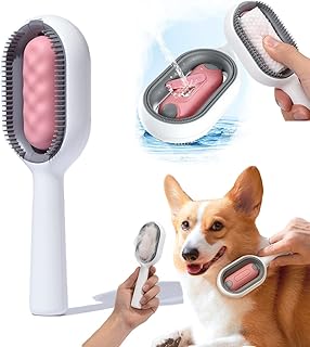 Cat and Dog Brush for Shedding, Pet Grooming Self Cleaning Slicker Brush for Cats & Dogs,Comb for Grooming Long Haired & Short Haired Dogs, Cats, Rabbits & More,with Unique Water Tank Design,Blue and Pink (Pink) (Pink)