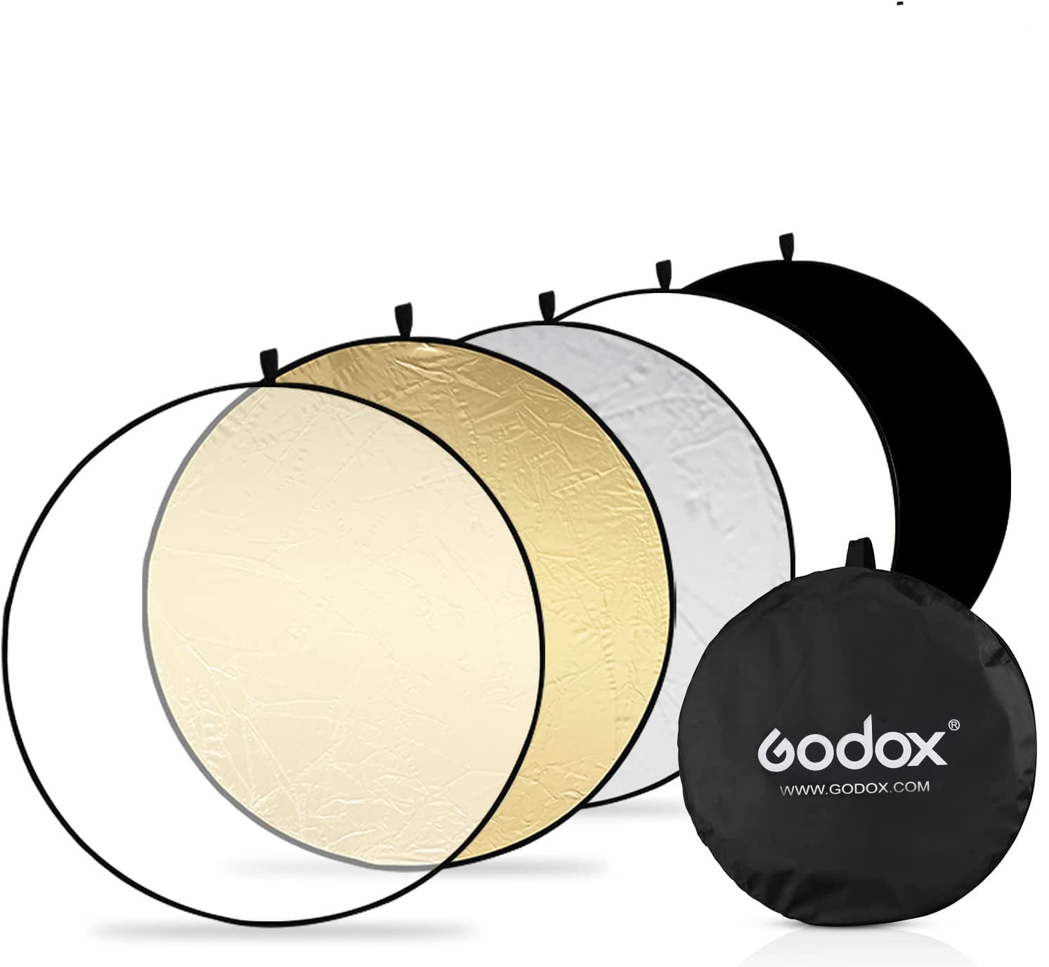 GODOX Riflettori pieghevoli per fotografia con custodia per il trasporto set per fotografia riflettore, diffusore di luce per studio (5in1 80cm)