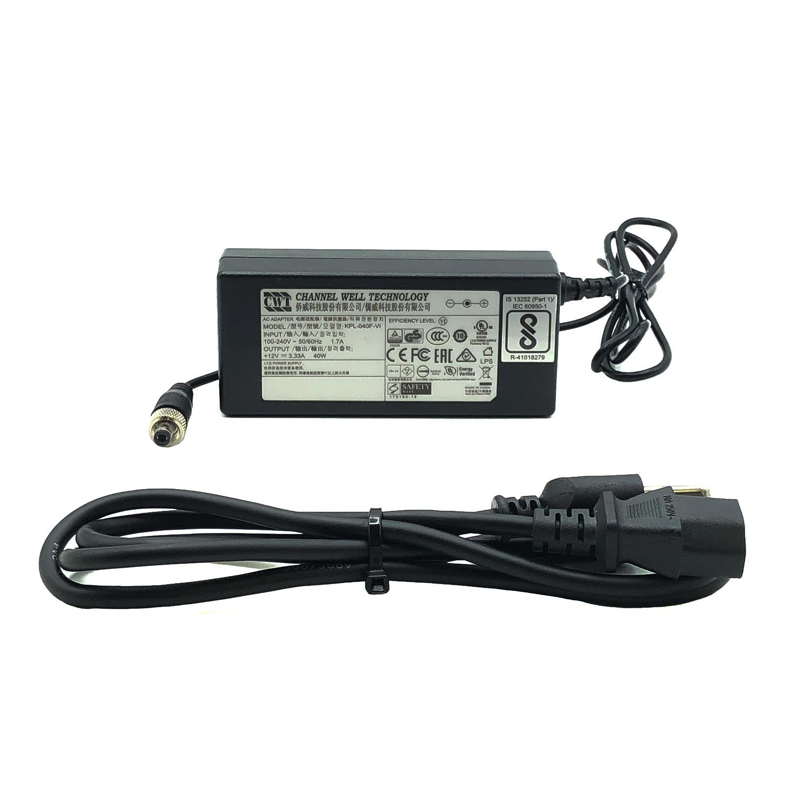 Channel Well KPL-040F-VI AC Adapter 40W 12V 3.33A Power Supply 5.5x2.5 mm with Cord