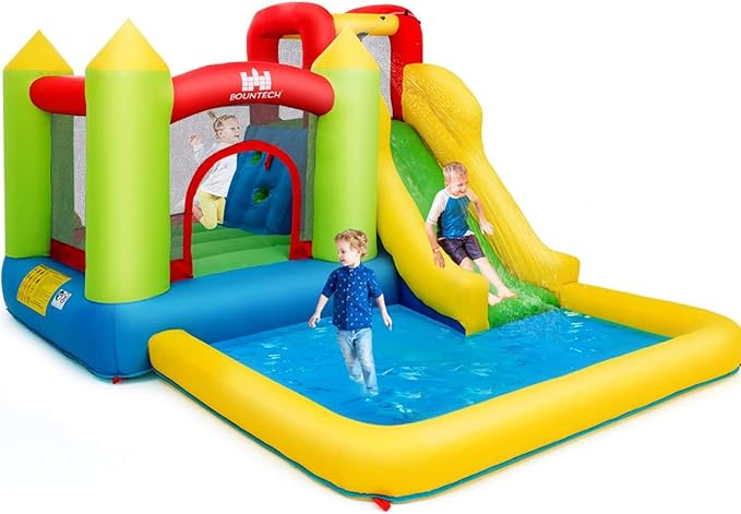 Costzon Inflatable Water Slide, 12 x9FT Kids Water Park Jump Castle Wet Dry with Splash Pool, Water Slides Inflatables for Kids Backyard Party, Blow up Outdoor Water Slide Bounce House