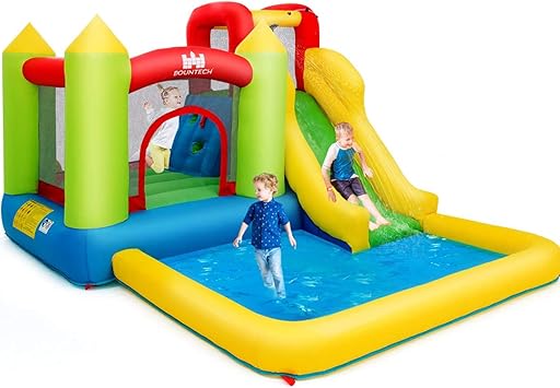 Costzon Inflatable Water Slide, 12 x9FT Kids Water Park Jump Castle Wet Dry with Splash Pool, Water Slides Inflatables for Kids Backyard Party, Blow up Outdoor Water Slide Bounce House