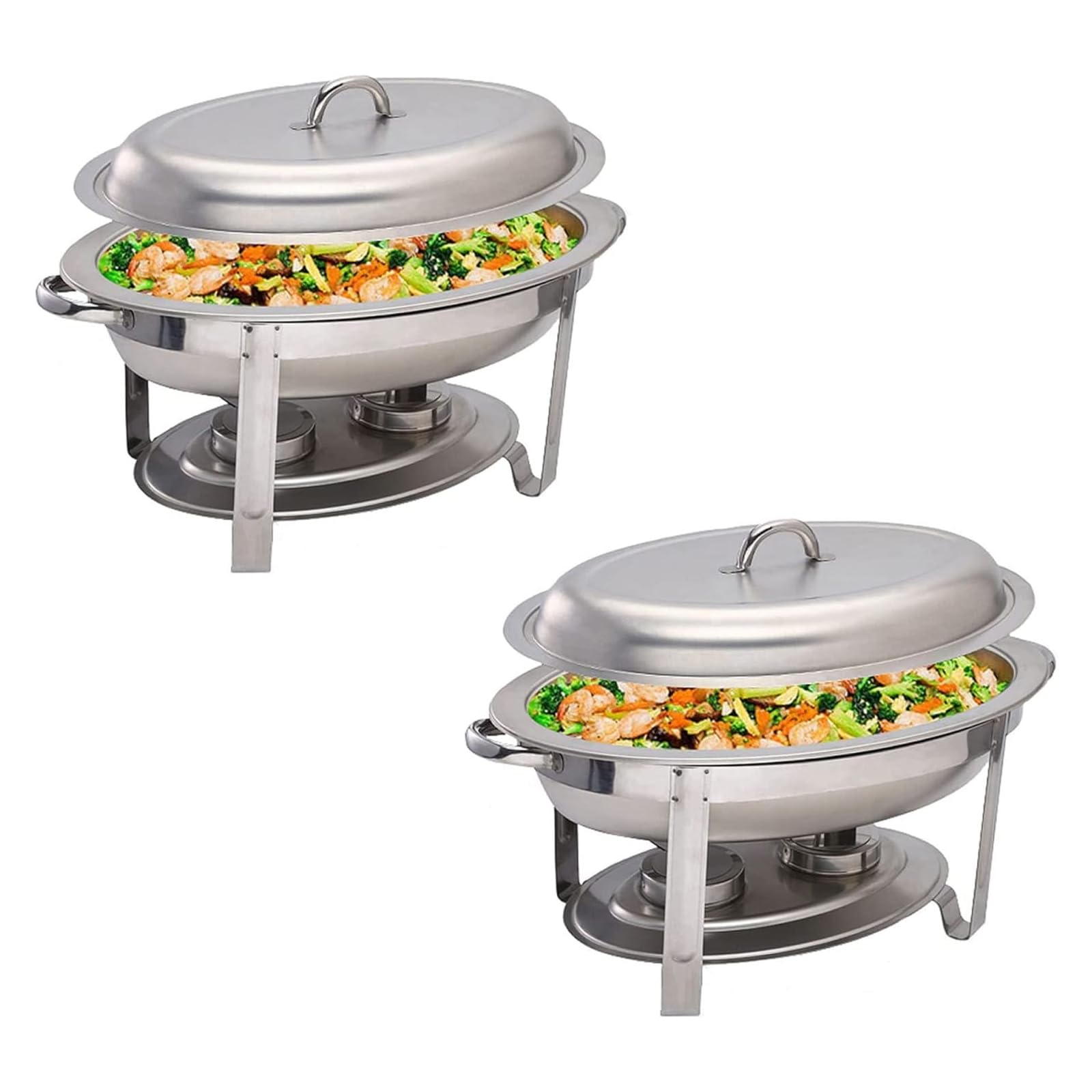 Buffet Chafing Dish Set mit Lebensmittelpfannen, Brennstoffhaltern und Deckel – 5,5 l ovaler Edelstahl-Käfer für Partys, Catering, Hochzeiten, 6 Stück