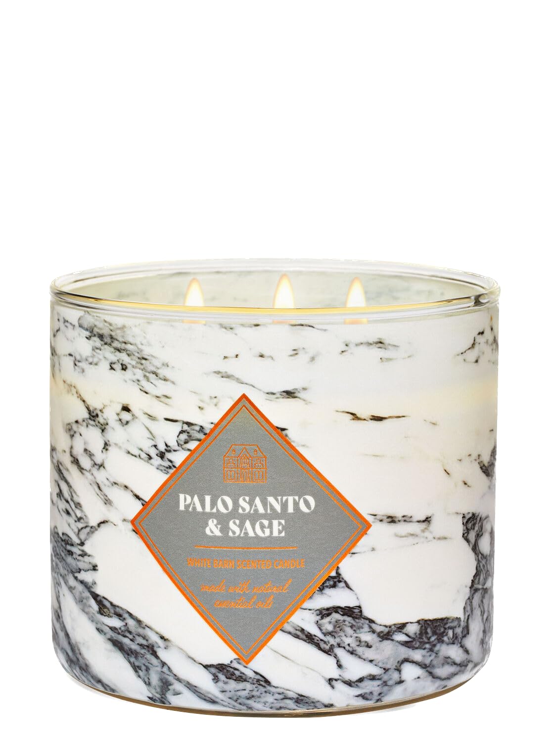 Bath + Body Works Palo Santo + Sage Candle - 3 Wick Scented Candle with Decorative Lid - 14.5 Ounces