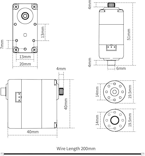 Miniatura 8 de Servo de bus serie LX-224 con soporte, 3 conectores de 44.1 lbs de par grande con rodamiento de bolas, motor servo de metal completo equipado con