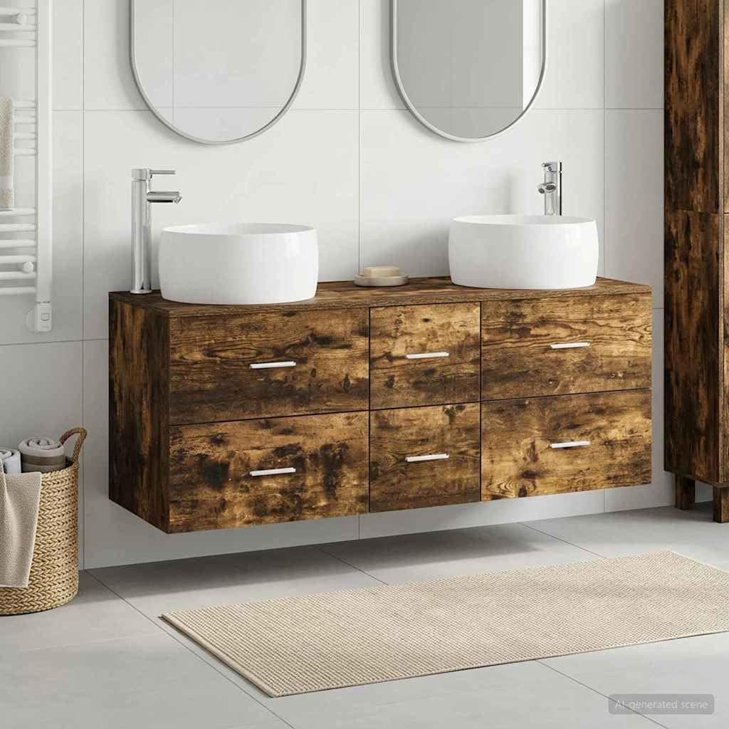 Juego Mueble Baño 3 Piezas Roble Ahumado