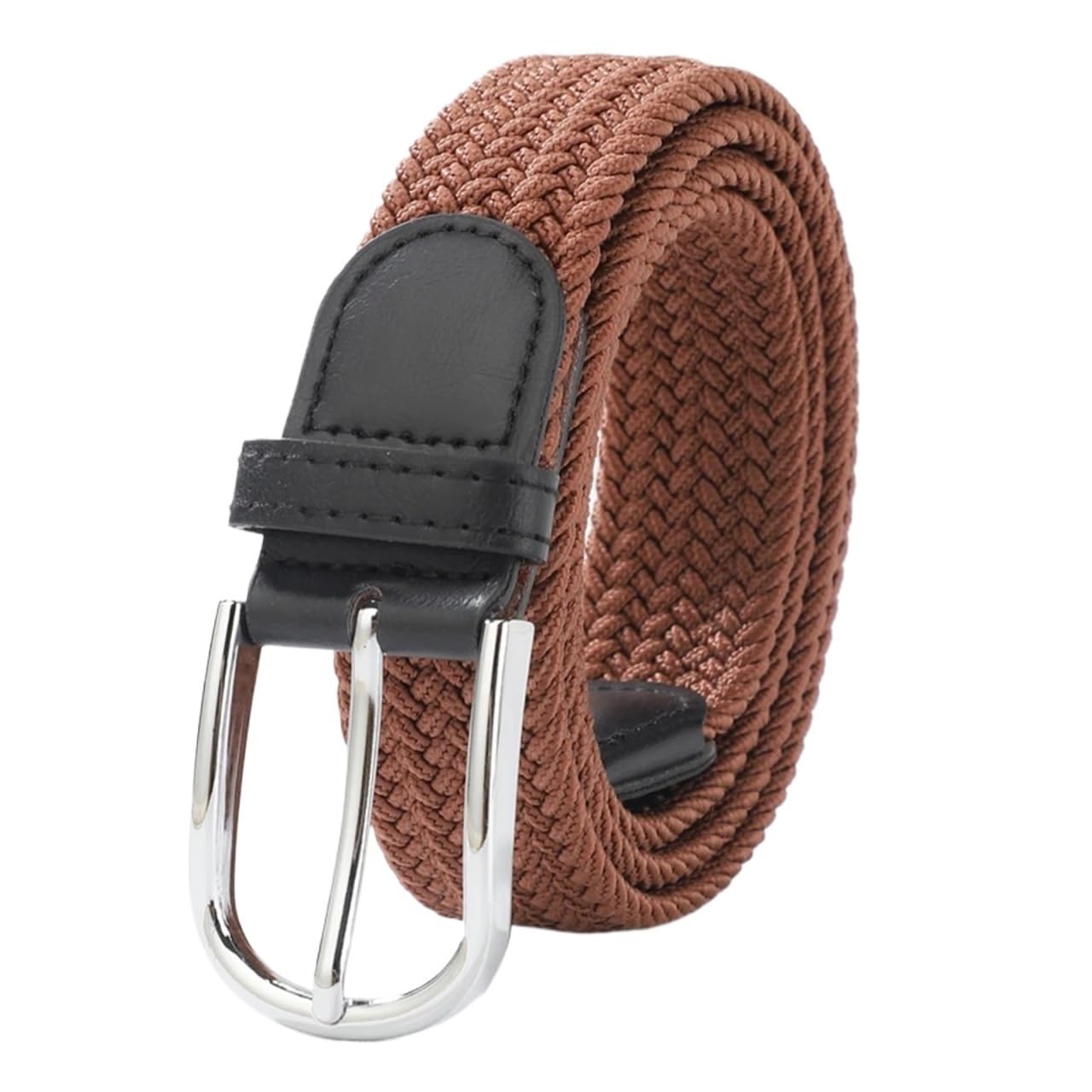 Ceinture Homme 2 pièces Ceinture Toile Ceinture Hommes Ceinture élastique Doux tissé Ceinture élastique Femmes Ceinture décontractée pour Jeans(Brown,125cm)