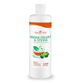 Natural Mate Monk Fruit & Stevia Liquid Sweetener Drops Premium Organic Monk Fruit and Stevia Extracts, Sugar-Free, Zero Calories & Carbs, No Erythritol, 16 fl oz Bottle 1 Pack, 3200 Servings