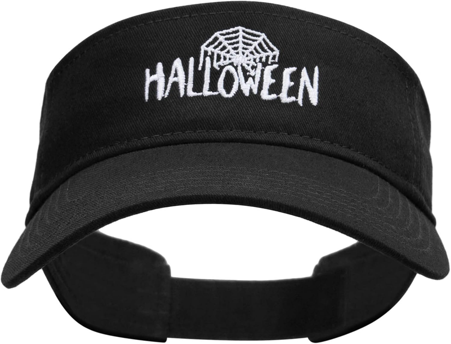 Halloween and Web Embroidered Cotton Twill Sun Visor