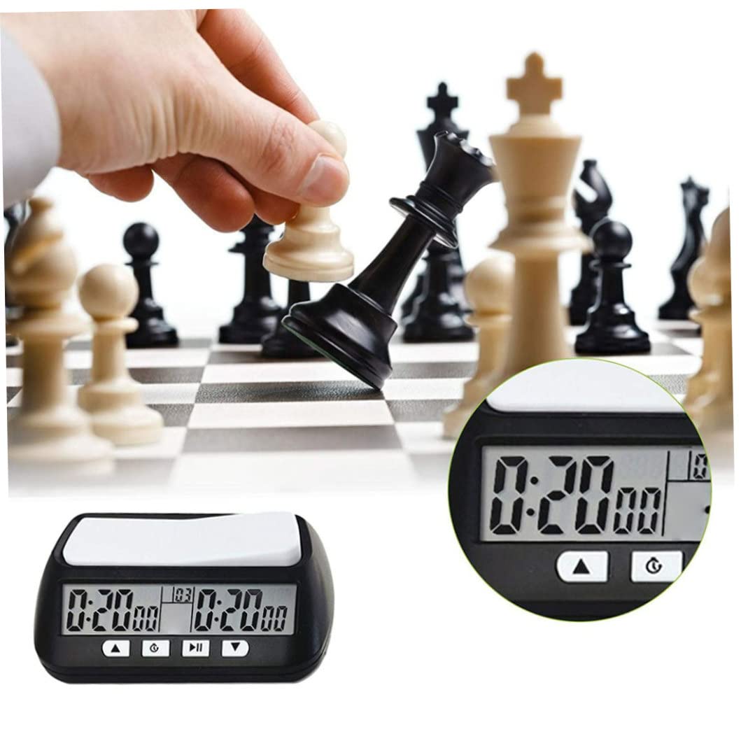 Reloj de ajedrez Cuenta atrás Digital Funciona con Pilas Función de Memoria multimodo Temporizador Almohadilla a Prueba de Golpes Relojes electrónicos para ajedrez Weiqi Chino, sin batería