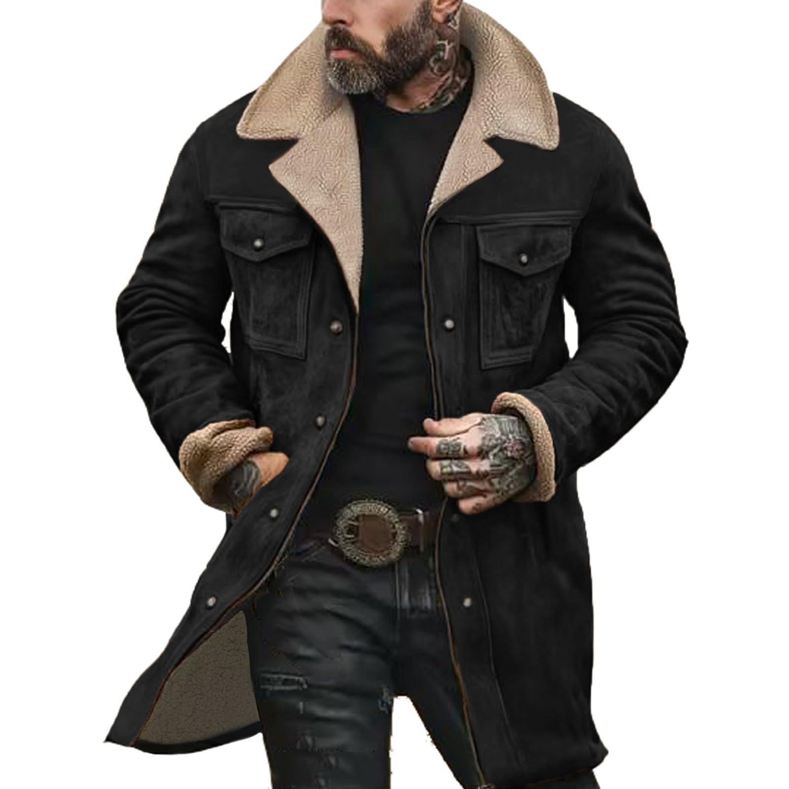 Suede Jacket Mens Faux Leather Jacket With Fur Collar GenericMen'S