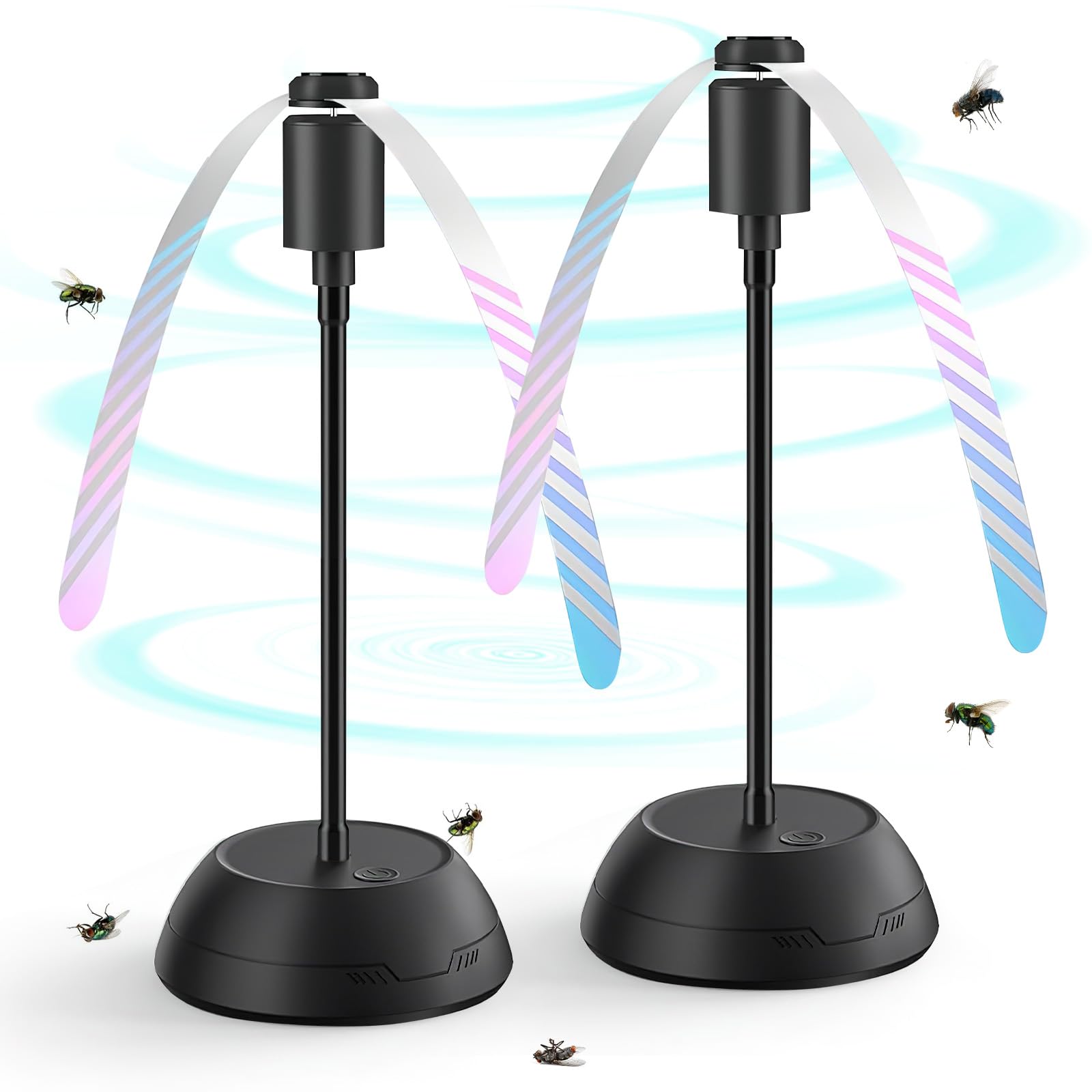 2 Pezzi Acchiappa Mosche, Repellente per Mosche, ScacciaMosche da Tavolo, Repellente per Mosche, Piegare e Appendere, per Interni ed Esterni (Nero A-Batteria)