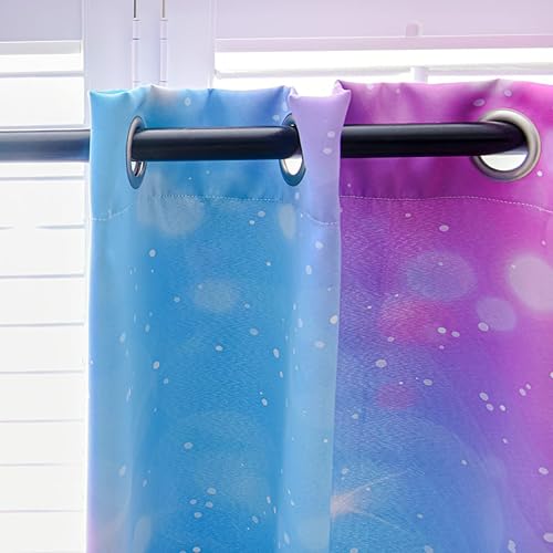 Miniatura 3 de NTBED Cortinas opacas con degradado con purpurina para habitación de niños, sala de juegos, bolsillo para barra, 2 paneles de oscurecimiento para