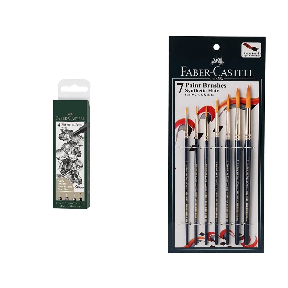 FaberCastell Pitt Artist Color Pen Set Pack of 4, XS, S, F, M