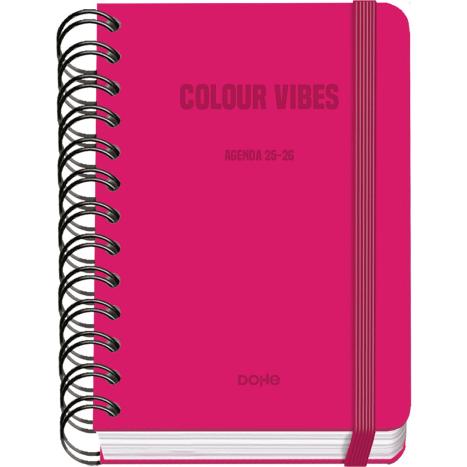Dohe, School Planner 2025 2026, Day per Page, A6 Size (12x17 cm), Spanish and English, Double Spiral Binding and Elastic Band