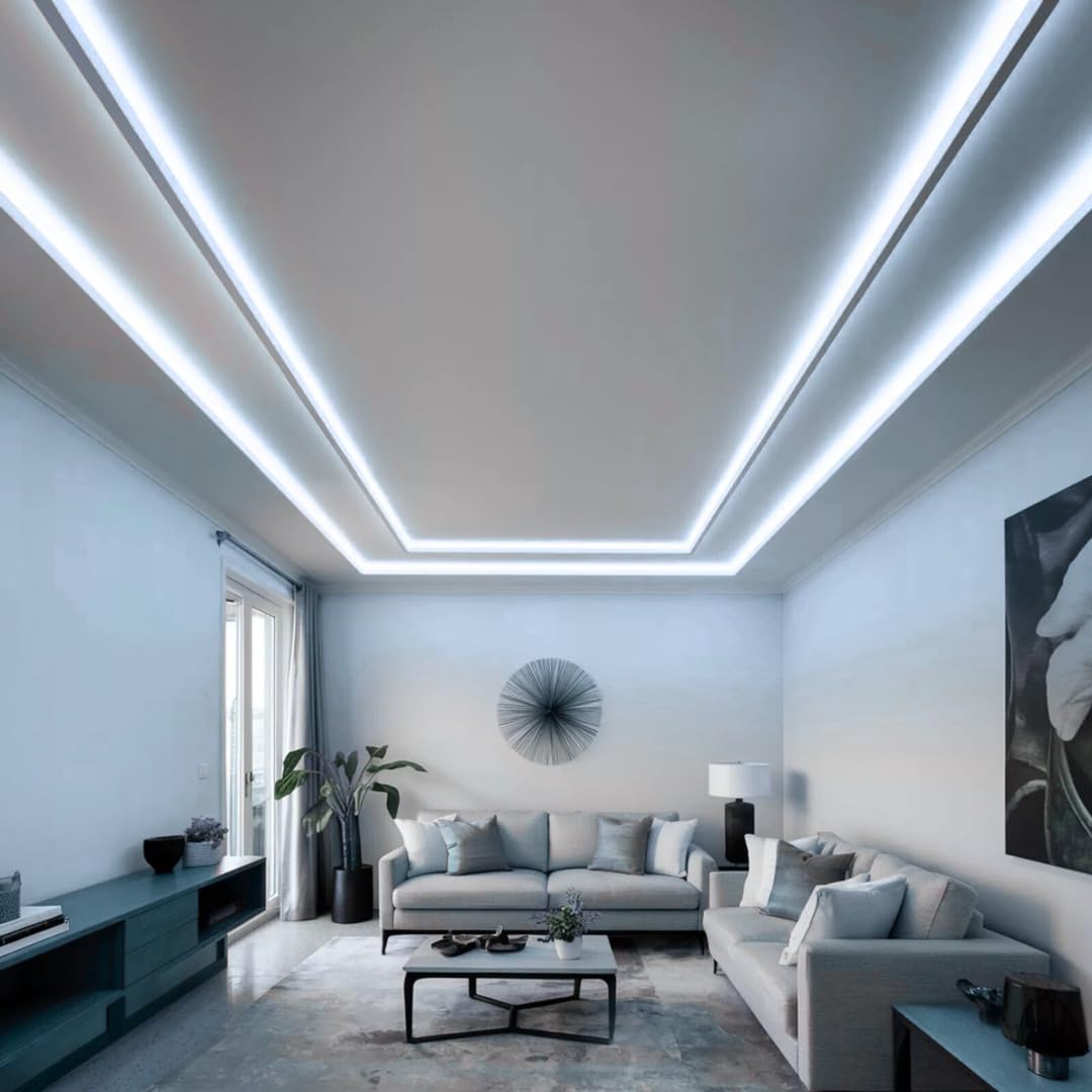 MAKA Striscia Led Cob Adesiva, Striscia LED 220V Alta Luminosità, 288 Luci al Metro - Ip65 Impermeabile - 12W/m, Luce Effetto Neon Diverse Misure e Colori Decorazione (Bianco freddo 6500K, 15 metri)