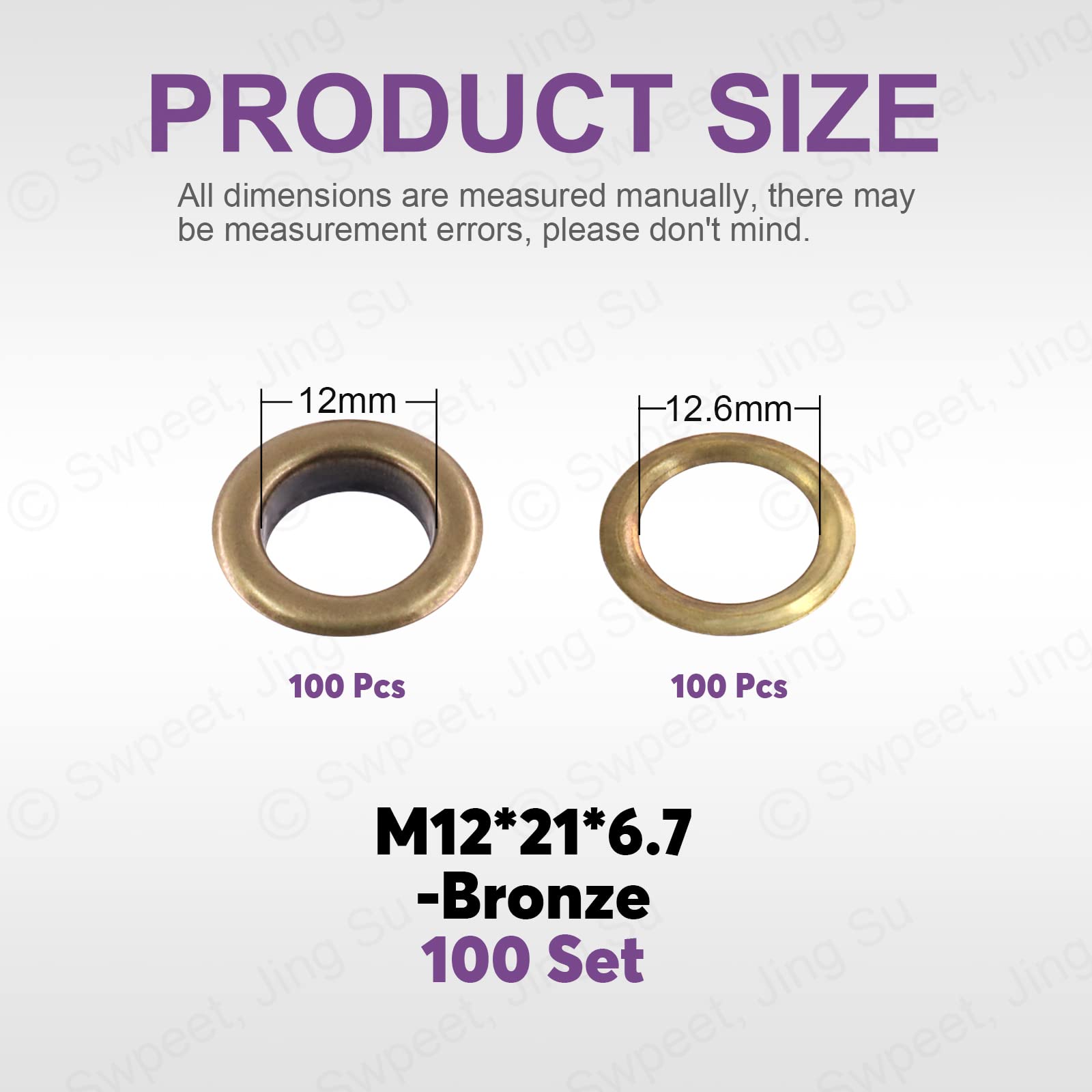 Swpeet 100Pcs, 50Sets 1/2" (12mm) Hole Bronze Grommets Thicken Metal Grommets Eyelets Grommet Kit - Image 2