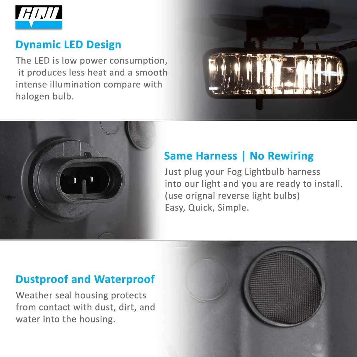 CPW Fog Lights Compatible with 1999-2002 GMC SIERRA 1500/2500 2001-2002 GMC SIERRA 1500 HD/2500 HD/3500 2000-2006 GMC Yukon Fog Lamp Replacement Pair Clear Lens
